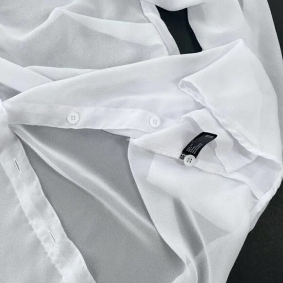 ICollection Sexy Chiffon Sleep Shirt-White Size Small - Picture 4 of 4